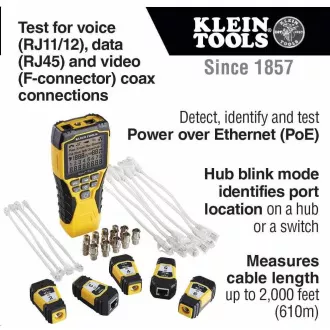 KLEIN TOOLS - Kit de testare VDV Scout® Pro 3 Locator Map™ (PoE) KLEIN TOOLS - Kit de testare VDV Scout® Pro 3 Locator Map™ (PoE)