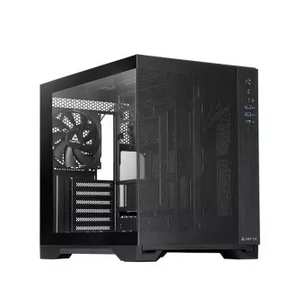 Carcasa CHIEFTEC VISIO AIR, ATX, 1x USB-C 3.2, 2x USB 3.0, 3x ventilator de 140 mm, negru