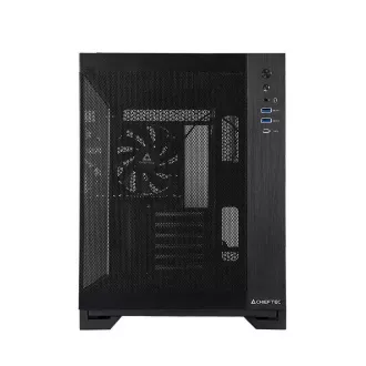 Carcasa CHIEFTEC VISIO AIR, ATX, 1x USB-C 3.2, 2x USB 3.0, 3x ventilator de 140 mm, negru