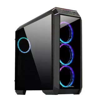 Carcasa CHIEFTEC STALLION II, ATX, 1x USB-C 3.2, 2x USB 3.1, 1x USB 2.0, 4x ventilator RGB de 120 mm, negru