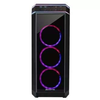 Carcasa CHIEFTEC STALLION II, ATX, 1x USB-C 3.2, 2x USB 3.1, 1x USB 2.0, 4x ventilator RGB de 120 mm, negru