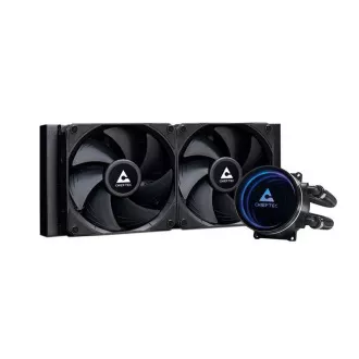 CHIEFTEC CPU racire cu apa Iceberg 240 Dark, 2x120mm, bloc de apa ARGB, LGA1851, AM5, negru