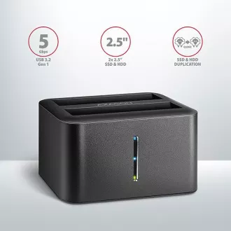 AXAGON ADSA-D25, USB 3.2 Gen 1 - 2x SATA 6G 2.5" SSD/HDD CLONE MINI stație de andocare