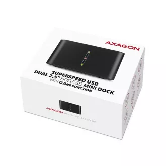 AXAGON ADSA-D25, USB 3.2 Gen 1 - 2x SATA 6G 2.5" SSD/HDD CLONE MINI stație de andocare