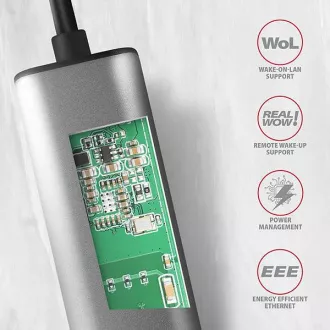 Placă de rețea AXAGON ADE-25RC USB-C 3.2 Gen 1 - 2.5 Gigabit Ethernet, Realtek 8156, instalare automată, gri Placă de rețea AXAGON ADE-25RC USB-C 3.2 Gen 1 - 2.5 Gigabit Ethernet, Realtek 8156, instalare automată, gri