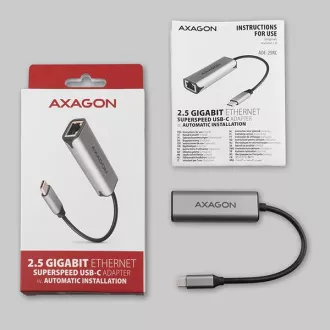 Placă de rețea AXAGON ADE-25RC USB-C 3.2 Gen 1 - 2.5 Gigabit Ethernet, Realtek 8156, instalare automată, gri Placă de rețea AXAGON ADE-25RC USB-C 3.2 Gen 1 - 2.5 Gigabit Ethernet, Realtek 8156, instalare automată, gri