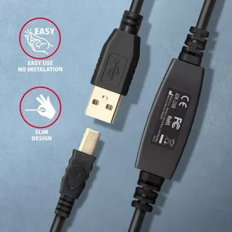 AXAGON ADR-220B, USB 2.0 AM -> Cablu conexiune activă / repetor BM, 20m
