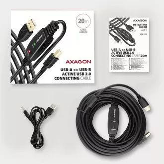 AXAGON ADR-220B, USB 2.0 AM -> Cablu conexiune activă / repetor BM, 20m
