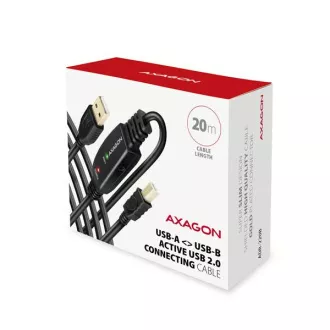 AXAGON ADR-220B, USB 2.0 AM -> Cablu conexiune activă / repetor BM, 20m