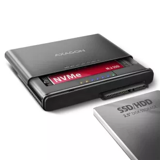 AXAGON ADSA-CC USB-C 10Gbps - Adaptor NVMe M.2 SSD și SATA 2,5"/3,5" SSD/HDD CLONE MASTER 2