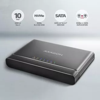 AXAGON ADSA-CC USB-C 10Gbps - Adaptor NVMe M.2 SSD și SATA 2,5"/3,5" SSD/HDD CLONE MASTER 2