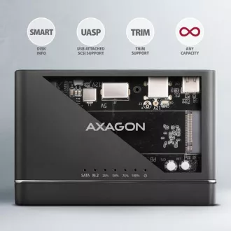 AXAGON ADSA-CC USB-C 10Gbps - Adaptor NVMe M.2 SSD și SATA 2,5"/3,5" SSD/HDD CLONE MASTER 2