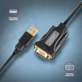 AXAGON ADS-1PQN, USB-A 2.0 - Adaptor / cablu serial RS-232 DB9-M FTDI 1,5m