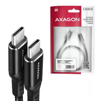 AXAGON BUCM-CM15AB, cablu HQ USB-C <-> USB-C, 1.5m, USB 2.0, PD 60W 3A, ALU, împletit, negru AXAGON BUCM-CM15AB, cablu HQ USB-C <-> USB-C, 1.5m, USB 2.0, PD 60W 3A, ALU, împletit, negru
