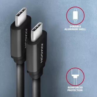 AXAGON BUCM-CM20TB, cablu TWISTER USB-C <-> USB-C, 1.1m, USB 2.0, PD 60W 3A, ALU, tpe, negru