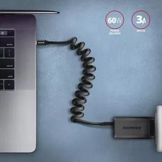 AXAGON BUCM-CM20TB, cablu TWISTER USB-C <-> USB-C, 1.1m, USB 2.0, PD 60W 3A, ALU, tpe, negru
