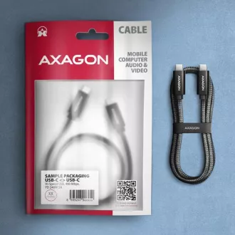 AXAGON BUCM2-CM25AB, cablu ÎNCĂRCARE USB-C <-> USB-C, 2.5m, Hi-Speed USB, PD 240W 5A, ALU, împletit, negru