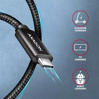 AXAGON BUCM2-CM30AB, cablu DE ÎNCĂRCARE USB-C <-> USB-C, 3m, Hi-Speed USB, PD 240W 5A, ALU, împletit, negru