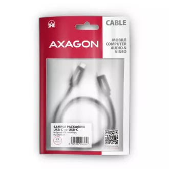 AXAGON BUCM2-CM30AB, cablu DE ÎNCĂRCARE USB-C <-> USB-C, 3m, Hi-Speed USB, PD 240W 5A, ALU, împletit, negru