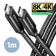 AXAGON BUCM4X-CM10AB Cablu NewGEN+ USB-C <-> USB-C, 1m, USB4 Gen 3×2, PD 240W 5A, 8K HD, ALU, împletit, negru