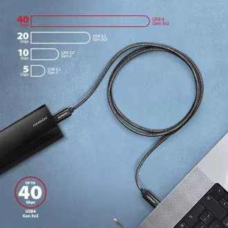 AXAGON BUCM4X-CM10AB Cablu NewGEN+ USB-C <-> USB-C, 1m, USB4 Gen 3×2, PD 240W 5A, 8K HD, ALU, împletit, negru