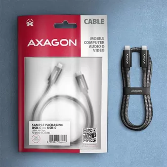 AXAGON BUCM4X-CM10AB Cablu NewGEN+ USB-C <-> USB-C, 1m, USB4 Gen 3×2, PD 240W 5A, 8K HD, ALU, împletit, negru