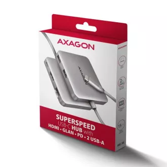 Hub AXAGON HMC-5HL USB 5Gbps, 2x USB-A, HDMI 4k/60Hz, RJ-45 GLAN, PD 100W, cablu USB-C 20cm