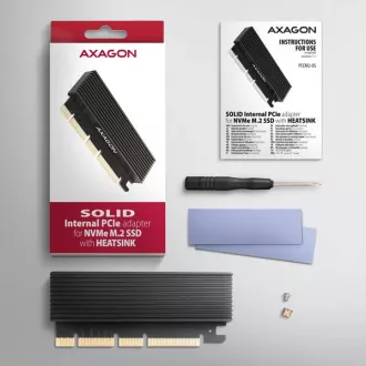 AXAGON PCEM2-XS, PCIe x16 - Adaptor slot M.2 NVMe M-key, capac cu radiator pentru racire pasiva