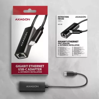 AXAGON ADE-ARC, USB-C 3.2 Gen 1 - Placă de rețea Gigabit Ethernet, Realtek 8153, instalare automată