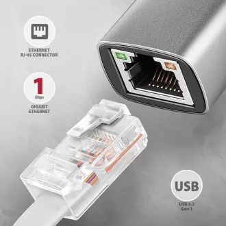 AXAGON ADE-TXCA, USB-C + USB-A 3.2 Gen 1 - Placă de rețea Gigabit Ethernet, Asix AX88179, instalare automată