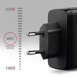 AXAGON ACU-DPQ100, încărcător de rețea GaN 100W, 3x porturi (USB-A + dual USB-C), PD3.0/PPS/QC4+/Apple, negru