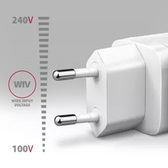 AXAGON ACU-DPQ65W, încărcător de rețea GaN 65W, 3x porturi (USB-A + dual USB-C), PD3.0/QC4+/PPS/Apple, alb