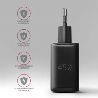 Incarcator de retea AXAGON ACU-PQ45 GaN 45W, 2x porturi (USB-A + USB-C), PD3.0/PPS/QC4+/SFC 2.0/AFC/Apple