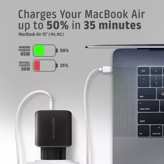 Incarcator de retea AXAGON ACU-PQ45 GaN 45W, 2x porturi (USB-A + USB-C), PD3.0/PPS/QC4+/SFC 2.0/AFC/Apple