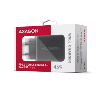 Incarcator de retea AXAGON ACU-PQ45 GaN 45W, 2x porturi (USB-A + USB-C), PD3.0/PPS/QC4+/SFC 2.0/AFC/Apple