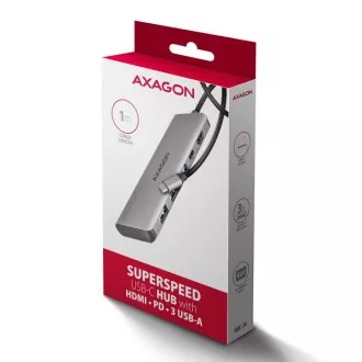AXAGON HMC-5H, hub USB 5Gbps, 3x USB-A, HDMI 4k/30Hz, PD 100W, cablu USB-C 100cm