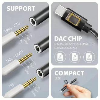AXAGON ADA-HC, USB-C la mufă de 3,5 mm - Adaptor audio DAC de înaltă rezoluție, 384 kHz/32 biți, stereo