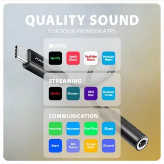 AXAGON ADA-HC, USB-C la mufă de 3,5 mm - Adaptor audio DAC de înaltă rezoluție, 384 kHz/32 biți, stereo