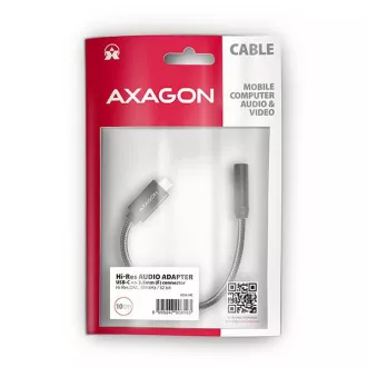 AXAGON ADA-HC, USB-C la mufă de 3,5 mm - Adaptor audio DAC de înaltă rezoluție, 384 kHz/32 biți, stereo