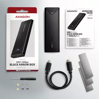 AXAGON EEM2-UB2, USB-C 10Gbps - cutie SSD M.2 NVMe ARROW, negru