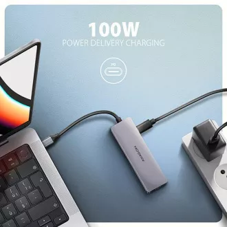 AXAGON HMC-5H60, hub USB 5Gbps, porturi 2x USB-A, 1x USB-C, HDMI 4k/60, PD 100W, cablu USB-C 15cm
