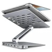 AXAGON HMC-STND, suport pentru laptopuri de 10"-17", hub USB 5Gbps, 3x USB-A, HDMI 4k/60Hz, RJ-45, PD 100W, cablu USB-C 60cm - Utilizat