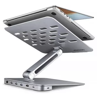 AXAGON HMC-STND, suport pentru laptopuri de 10"-17", hub USB 5Gbps, 3x USB-A, HDMI 4k/60Hz, RJ-45, PD 100W, cablu USB-C 60cm