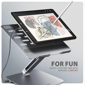 AXAGON HMC-STND, suport pentru laptopuri de 10"-17", hub USB 5Gbps, 3x USB-A, HDMI 4k/60Hz, RJ-45, PD 100W, cablu USB-C 60cm - Utilizat