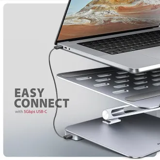 AXAGON HMC-STND, suport pentru laptopuri de 10"-17", hub USB 5Gbps, 3x USB-A, HDMI 4k/60Hz, RJ-45, PD 100W, cablu USB-C 60cm - Utilizat