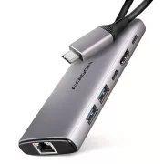 AXAGON HMC-6G2L, hub USB 10Gb/s, 2x USB-A, 1x USB-C, HDMI 4k/60, RJ-45, PD 100W, cablu USB-C 15cm