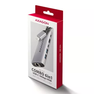 AXAGON HMC-6G2L, hub USB 10Gb/s, 2x USB-A, 1x USB-C, HDMI 4k/60, RJ-45, PD 100W, cablu USB-C 15cm