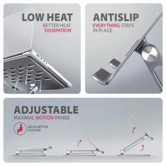 Suport laptop AXAGON STND-LQ din aluminiu HQ, 10"-17.3", înălțime și unghi reglabile, gri