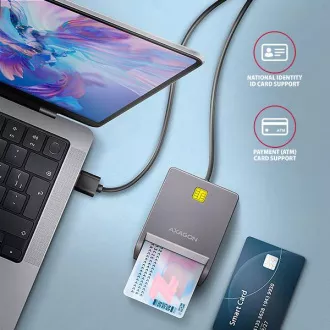 AXAGON CRE-SM3T, USB-A FlatReader cititor de carduri de contact Smart card (eCitizen), cablu 1,3 m AXAGON CRE-SM3T, USB-A FlatReader cititor de carduri de contact Smart card (eCitizen), cablu 1,3 m