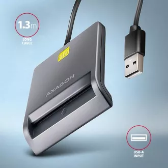 AXAGON CRE-SM3T, USB-A FlatReader cititor de carduri de contact Smart card (eCitizen), cablu 1,3 m AXAGON CRE-SM3T, USB-A FlatReader cititor de carduri de contact Smart card (eCitizen), cablu 1,3 m